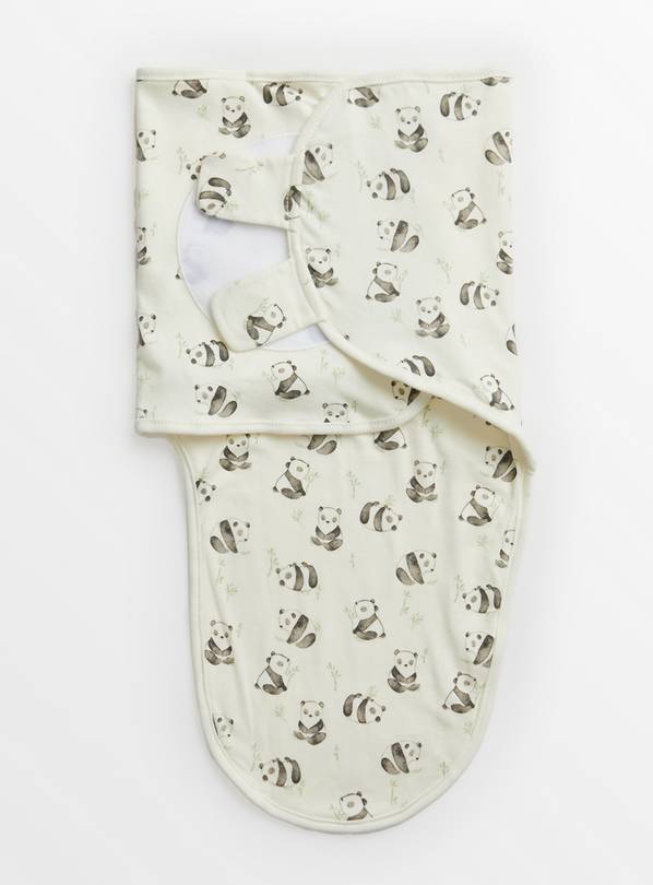 Cream Panda Print Swaddle Blanket One Size